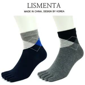 남성 아가일 발가락양말 5켤레 남자 패션 토우삭스 여름 중목 신사정장 캐쥬얼