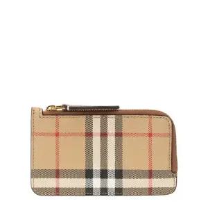 [로로모다]  체크 패턴 캔버스 여성 지퍼 카드 지갑   8109804