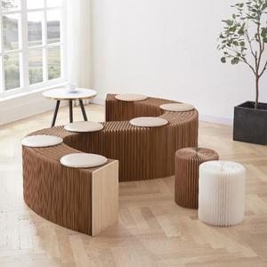 골판지 의자 좌식 카페 절약형 접이식 벤치 코제 거실 인테리어 손님 종이 높이 종이소파