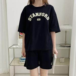 [샵앤] 국산 여성 스탠포드 반팔 반바지 상하세트 LL-WSET-4662