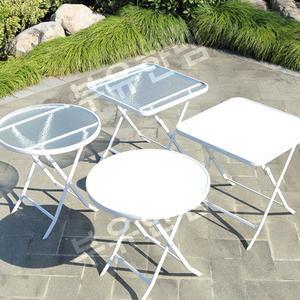 강화유리 발코니 테이블 카페 야외 티테이블 화이트 접이식 커피