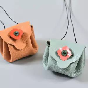 레더키트 업사이클링 천연가죽공예 꽃장식 복주머니 미니크로스백 만들기 10세트 랜덤 교육수업