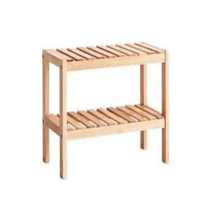 아이엘 원목 고무 나무 다용도 선반 수납 800 2단