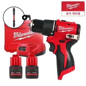 밀워키 M12 BLPDRC-252C 12V 충전 브러쉬리스 해머드릴 2.5Ah 비트날포함