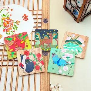 [문구티쳐] 토단(TD) 아름다운 보석 민화 자석 만들기 1인세트 (5종택1) DIY 냉장고꾸미기 도안색칠하기 인테리어소품 행사용 우드원목키트