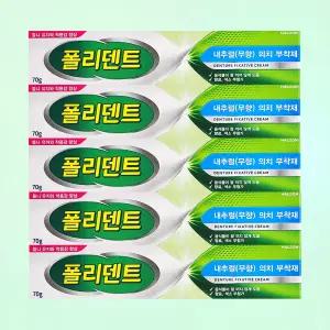 폴리덴트 의치 부착재 틀니 접착제 내추럴 무향 70g 5개