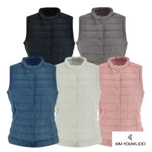 김영주스포츠 여성 겨울 경량 가벼운 반목 패딩 웰론 조끼 친환경 충전재