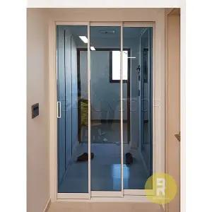 [바른도어]44번 초슬림3연동중문 화이트 다크그레이강화유리a