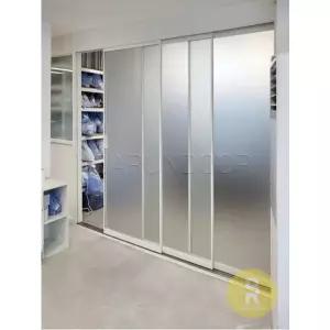 [바른도어]63번 ㅡ자중문 파티션 초슬림3연동 화이트 샤틴투명강화유리