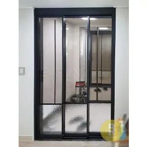 [바른도어]23번 초슬림3연동중문 유리고시형 블랙 브론즈+아쿠아강화유리a