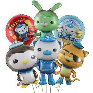 6pcs Octonauts 풍선 북극곰 고양이 펭귄 호일 만화 바다 동물 공기 어린이 파티 장식
