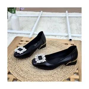 제이시 발볼넓은 3CM 큐빅구두 소가죽 여자구두 K356