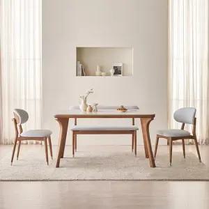 [삼익가구]포우든 양면 통세라믹 4인용 애쉬 원목 식탁세트(벤치1+의자2)