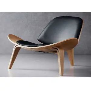 인테리어의자 카페 호텔 라운지 로비 등받이 소파 의자 - 블랙 가죽패드