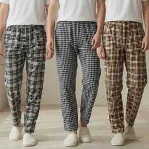 모두잠 국내산 특면 체크 9부 남자 잠옷 파자마 바지 빅사이즈 이지웨어 홈웨어