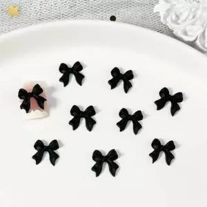 셀프 젤 네일 리본 파츠 블랙 화이트 LIBN 10개입