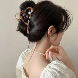 하트 러블리 큐트 여성스러운 펀칭 진주 집게핀-WFAD1BB