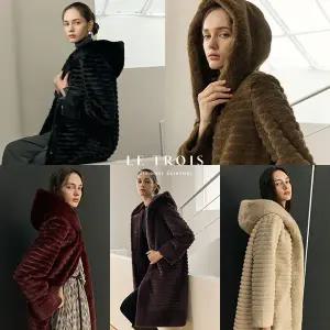 [LE TROIS]25FW 르투아 FAUX MINK후드 롱코트