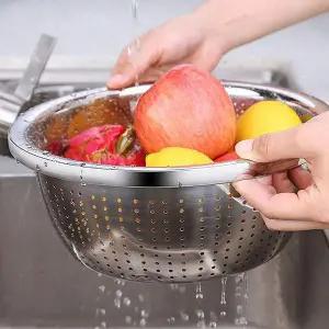 쿠킹스 타공 스텐채반(30cm) 스텐 물빼기 과일바구니