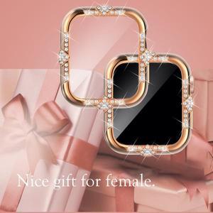Apple Watch 40mm PC 다이아몬드 박힌 강화 유리 비즈니스 스포츠 보호 커버 Series1 2 3 4 5 6 7 8 9SE