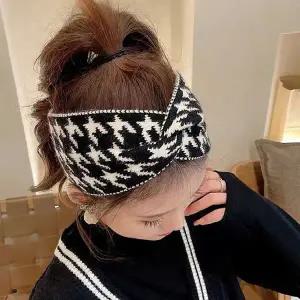 [콩심팥심]헤어밴드 액세서리 체크 패턴 꼬임 여성 터번 데일리 왕리본머리띠