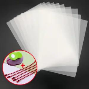 KC인증 반투명 슈링클스 종이 50매+구슬체인(랜덤) 50개+펀칭기 A4 0.3mm DIY 키링만들기 학교 미술수업