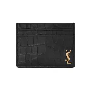 생로랑 607603 DZE0W 1000 타이니 모노그램 크로커다일 엠보싱 금장 카드지갑