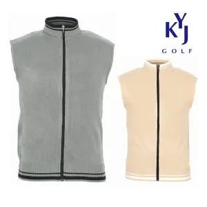 [김영주골프] 가을겨울 니트 집업 베스트 베이직 약기모 스판 남성 골프 조끼 DPWMVE80