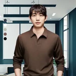 남자 오픈카라티 5색상 단추없는 티셔츠 대학생 직장인 남친룩 출근룩 긴팔티