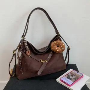 [다잇템] 여성 키링 도넛 버클 백팩 레더 2WAY 세무 숄더백