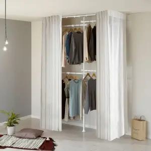 왕자 화이트 드레스룸 3P 행거 커튼 선택형 시스템 옷장
