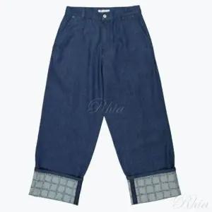 JW 앤더슨 로고 그리드 턴업 워크웨어 진 DT0078 PG1336 870