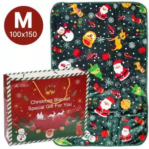 자이쿡 크리스마스 양면담요 중 100x150 (극세사 무릎담요 블랭킷 쇼핑백 차박 겨울이불)