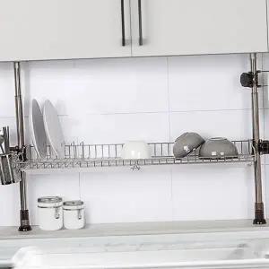 주방 식기 건조대 기둥식 선반 스텐 싱크대 식기 건조대 800 1단 행주걸이 주방용 정리 수납