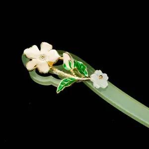 [골드스마일]진주꽃 옥 한복비녀 옥비녀 한복머리장식 한복비녀 전