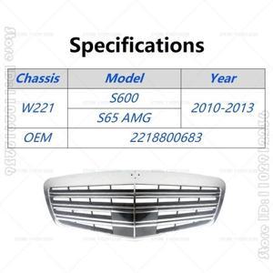 호환 2010-2013 W221 메르세데스 벤츠 S600 AMG 앞 범퍼 중간 후드 라디에이터 그릴