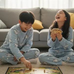 어린이 아동 겨울 밍크 홈웨어 수면 파자마 잠옷 세트