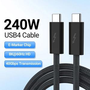 USB C타입 데이터 고속 썬더볼트 스위치 지지대 충전 40GBPS 240W HD 휴대폰 비디오 케이블 8K 속도