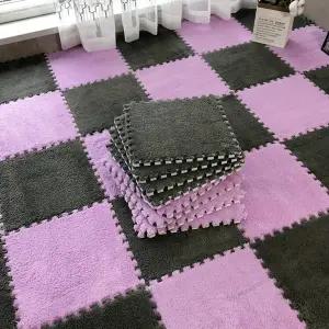 매트 카펫 러그 16개 플러시 EVA 폼 퍼즐 바닥 인터로킹 타일놀이 미끄럼 방지 러그놀이방 장