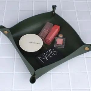 데스크 소품정리 가죽 트레이 아미그린 대