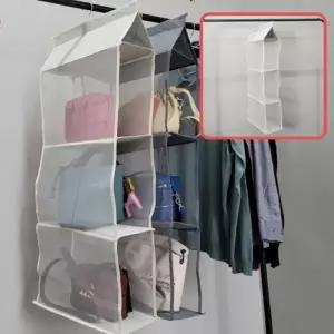 걸이형 3단 가방보관 정리대 베이지