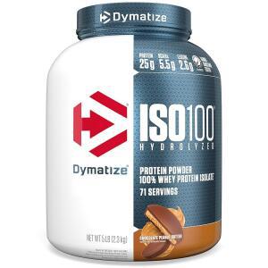 다이마타이즈 ISO100 유청 단백질 분말 분리주, 초콜릿 땅콩버터, 25g, 5파운드, BCAA 5.5g, 120칼로리 미만, 글루텐 프리, 지방 1g, 설탕 탄수화물 2g (71인분)