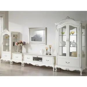 엔틱 유럽풍 화이트 원목 서랍 거실 tv 선반 장식장 tv다이 tv받침대