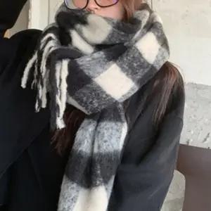 여성 커플 체크 롱 머플러 겨울 방한 보온 따뜻한 목도리 학생 여학생 빅사이즈