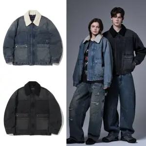 인터크루 오버핏 양털 카라 탈부착 데님 자켓 패딩 점퍼 Z4UP22A