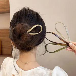 [콩심팥심]여성 자개 U자 비녀 1P 올림머리 똥머리 고정 헤어핀 머리비녀