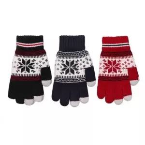 여성 개별포장 장갑 눈꽃 방한 니트 네이비 보온 터치 레드 스폰 따뜻한 여자 블랙 겨울