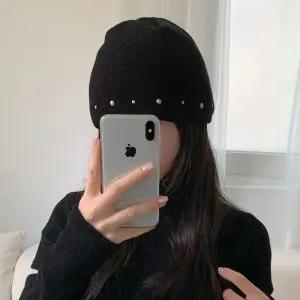 빅사이즈 스터드 찡 비니 여유 있는 핏 가을 겨울 남녀공용 니트 모자