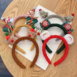 크리스마스 헤어밴드 뽀글이 머리띠 산타 루돌프 트리 파티 악세사리