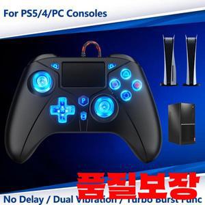 PS5/P4 콘솔 PC/스팀 데크/Mac 게임 컨트롤러용 패드 터보 이중 진동 2M 케이블 유선 액세서리